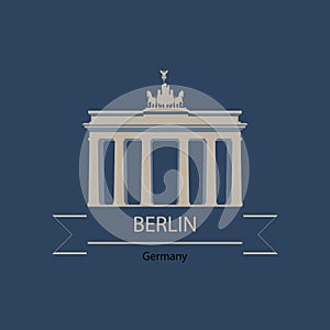 Travel banner or logo of Berlin and Germany with landmarks