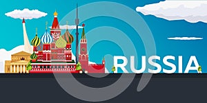 Travel banner to Russia. Vector flat illustration.
