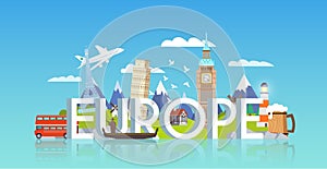 Travel banner. Trip to Europe.