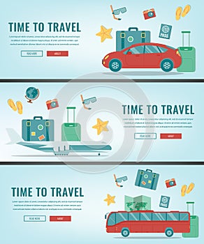 Travel banners. Summer holidays. Travel and tourism concept. Vector