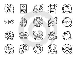 Travel bubble line icon set. Included the icons as tourism, covid-19, safety, tourist, pend up demand , quarantine, and more.