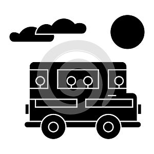 travel bus icon, vector illustration, sign on isolated background