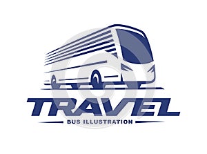 Travel bus illustration on light background