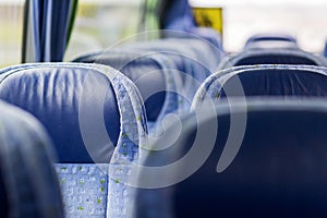 Travel bus interior and seats