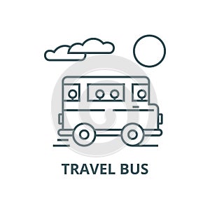 Travel bus vector line icon, linear concept, outline sign, symbol