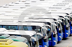 The travel buses on park lot