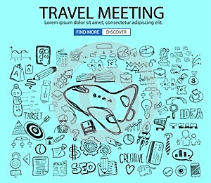 Travel for Business concept with Doodle design style :finding routes