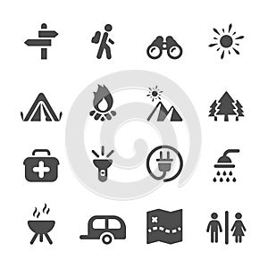 Travel and camping icon set, vector eps10