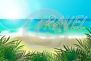 Travel card poster summer palm sun beach