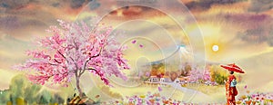 Travel cherry blossom festival of Japan - Famous landmarks of Asian