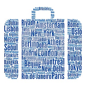 Travel cities destinations word cloud concept