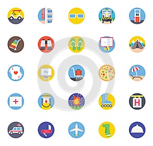 Travel Color Isolated Vector Icons set that can be easily modified or edit