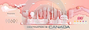 Travel company advertising illustration to Canada top world famous
