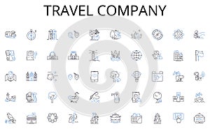 Travel company line icons collection. Home, Abode, Dwelling, Shelter, Lodging, Accommodation, House vector and linear