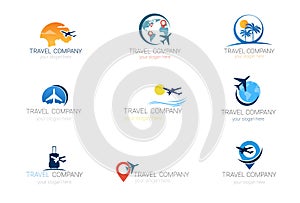 Travel Company Logos Set Template Tourism Agency Collection Of Banner Design