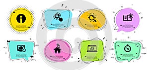 Travel compass, Product knowledge and Info icons set. Home, Search and Recovery cloud signs. Vector