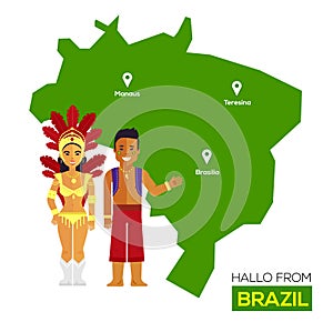 Travel Concept Brazil Landmark Flat Icons Design