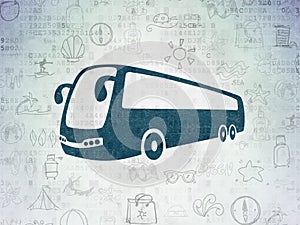 Travel concept: Bus on Digital Data Paper background