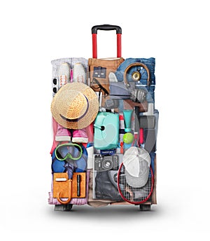 Travel concept, clothe in shape of suitcase photo