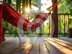 Travel concept with a hammock in a tropical beach with turquoise water in the background