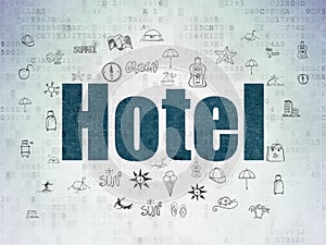 Travel concept: Hotel on Digital Data Paper background