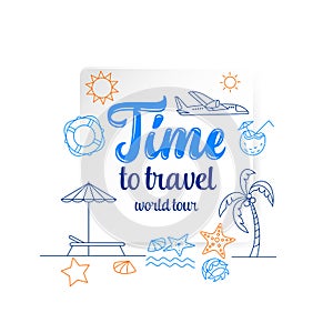 Travel concept illustration, thin line flat design