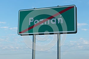 Travel concept, Poznan signpost - city sign photo