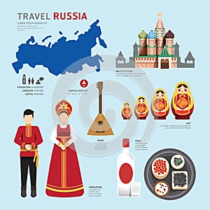 Travel Concept Russia Landmark Flat Icons Design . Vector .