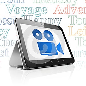 Travel concept: Tablet Computer with Camera on display