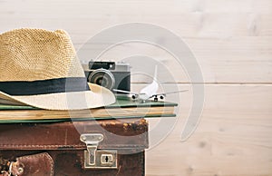 Travel concept on white background - copy space