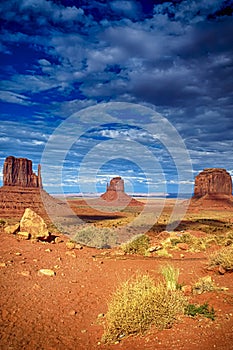 Travel Concepts and Ideas. Three Reddish Renowned Buttes of Monument Valley in Utah State in the United States Of America