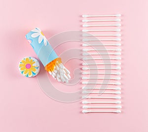 Travel Cotton Swab Holder and Row of Swabs