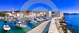 Travel in Croatia. Traditional coastal village Kastela, Kastel Novi with charming harbor