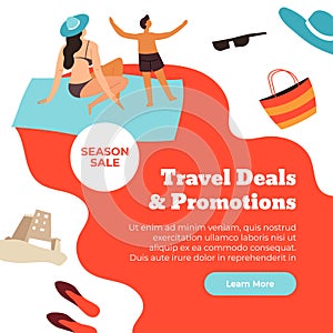 Travel deals and promotions, seasonal sale web