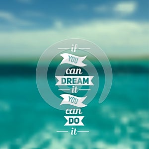 Travel design Ocean backdrop Vector Editable Blurred Typography label Lettering, Typography quote.