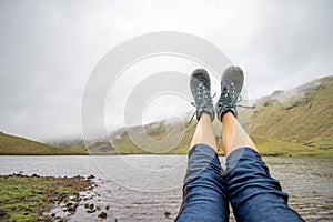 Travel destination, Corvo island, Azores, walking boots, nature