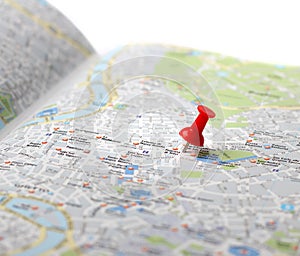 Travel destination map push pin photo