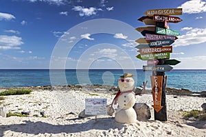 Travel Destinations Signpost Punta Sur Ecological Reserve Caribbean Beach Cozumel