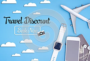 Travel discount book now sky poster for webpage