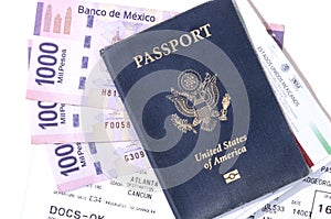 Travel documents and pesos