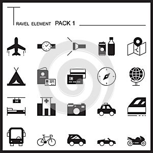 Travel Element Graph Icon Set.Pack 1.Mono pack.Graphic lo