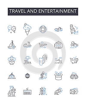 Travel and entertainment line icons collection. Journey, Excursion, Trip, Tour, Expedition, Roaming, Sightseeing vector