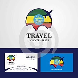 Travel Ethiopia Flag Logo and Visiting Card Design