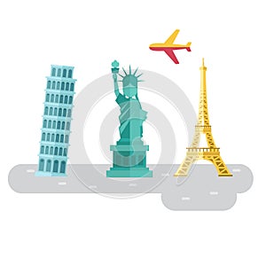 Travel europe famous landmarks and places symbol