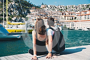 Travel Europe. Young couple in Portopiccolo Sistiana, Italy.