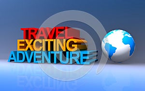 Travel exciting adventure on blue