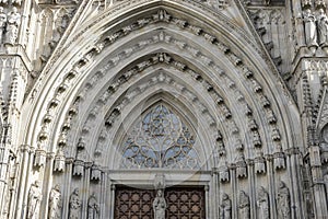 Travel, Facade of the Cathedral of Barcelona located in the old
