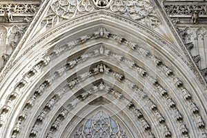 Travel, Facade of the Cathedral of Barcelona located in the old