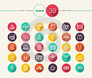 Travel flat icons set