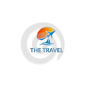 Travel flight logo with sun-vector illustration